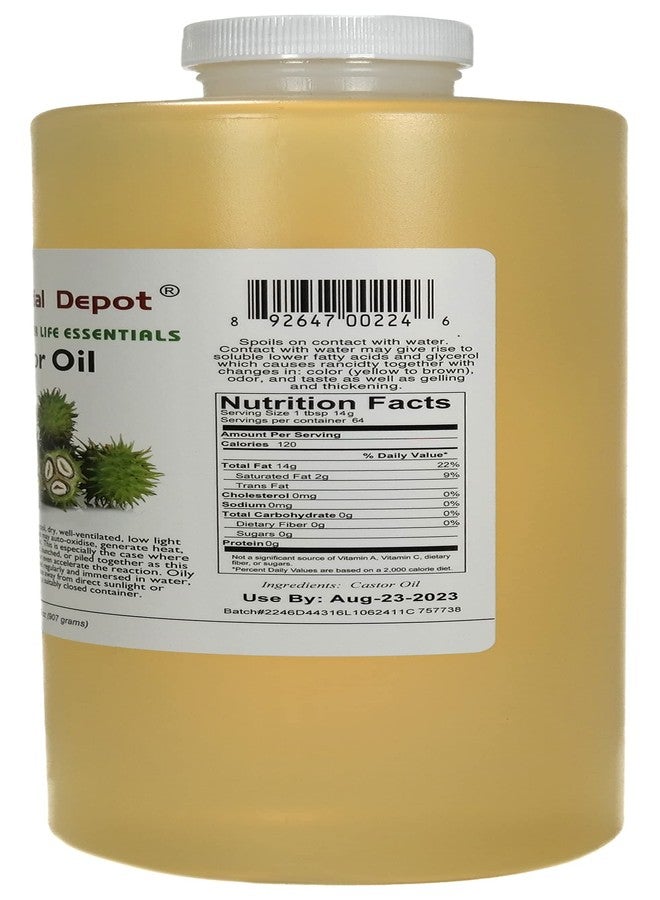 Essential Depot Castor Oil - 1 Quart - 32 oz - Food Grade - Safety Sealed HDPE Container with Resealable Cap - 100% Pure and Natural for Hair, Skin, Massage, and Cooking - Image 3